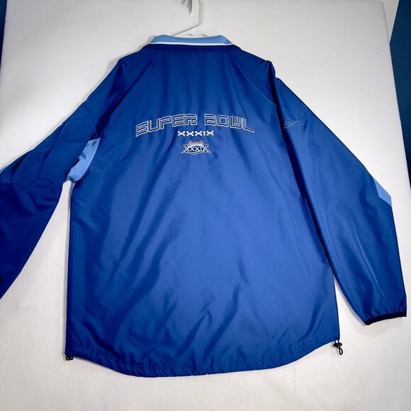 NFL Superbowl XXXIX Reebok Full Zip Windbreaker Men Large 2005 Drawstring Waist - Picture 2 of 16